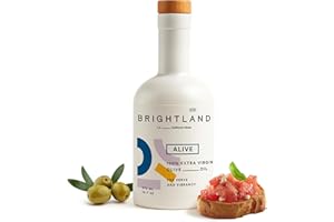 Brightland Extra Virgin Olive Oil, Alive - High Polyphenol Cold-Pressed Oil Ideal for Salads, Hummus, Baked Goods & Bread - Made from Arbosana, Arbequina & Koroneiki Olives - 12.7 Fl Oz