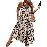 GORGLITTER Women's Plus Size Dress Boho Bump Friendly Sleeveless Oversized Maxi Long Dress Cruise Beach Flowy Sun Dress
