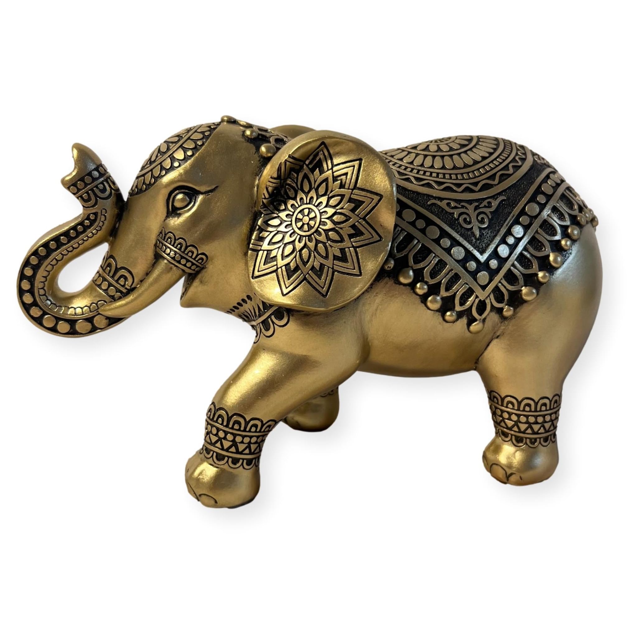 Thorness Exquisite Golden Elephant Statue: Elegant Ornament in Brilliant Gold Hue - Perfect for Home Decor
