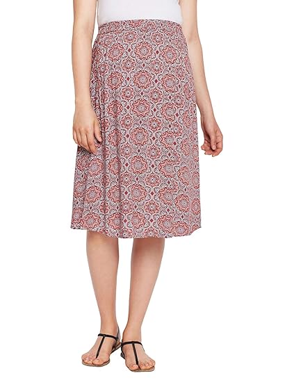 Women's Viscose Printed Maternity Skirt (Red)