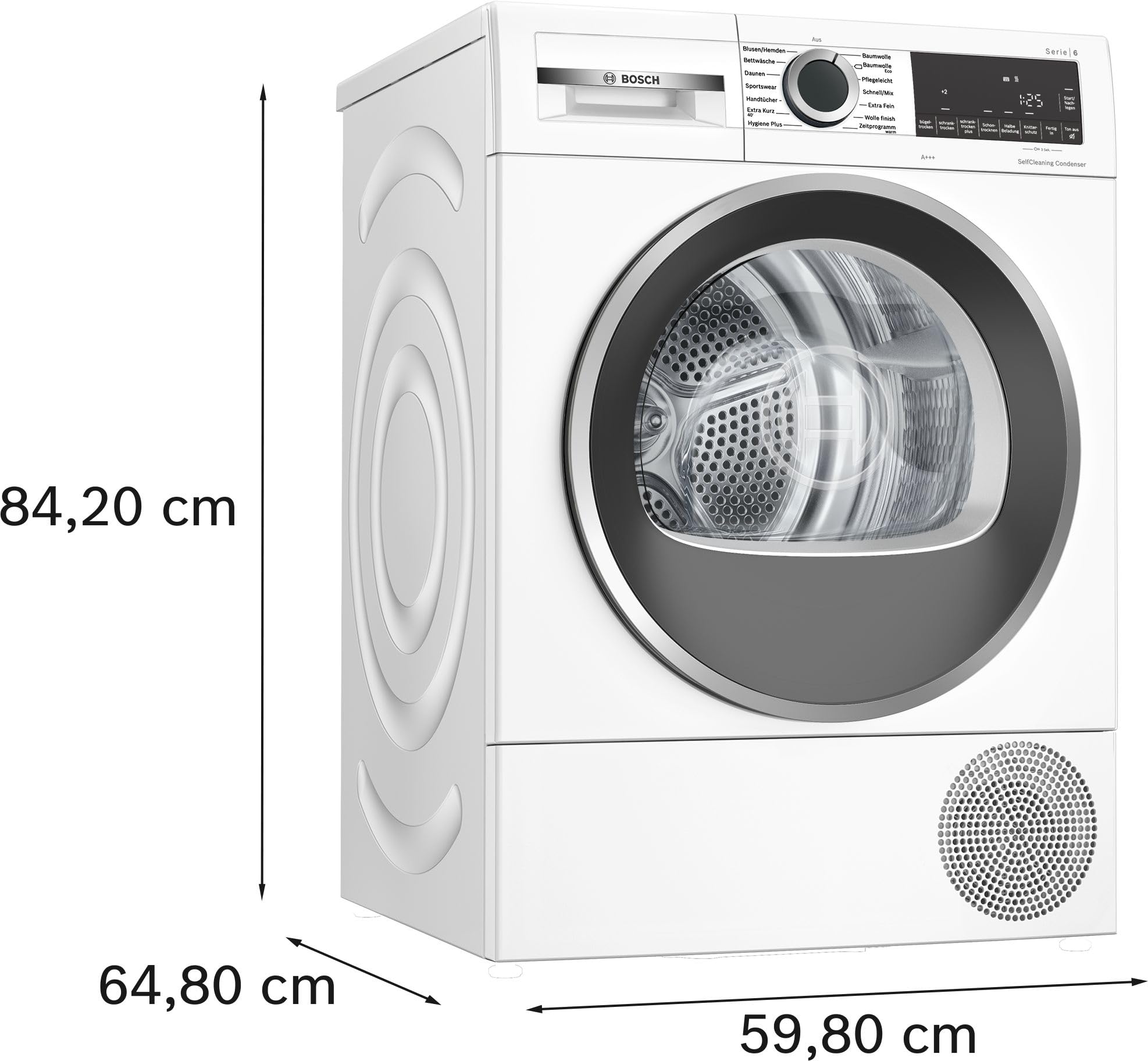 Bosch WQG235D00, Stiftung Warentest GUT (2,2)*, Serie 6, Wärmepumpentrockner 8 kg, Schneller getrocknete Wäsche, Auto Dry, Option Halbe Beladung, Sensitive Drying-System, Selbstreinigender Kondensator 6
