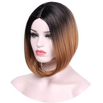 Amazon Com Short Blonde Ombre Straight Synthetic Wigs For Women
