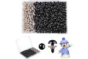 MUCUNNIA 400pcs 12mm Safety Eyes for Amigurumi with Washers Plastic Black Safety Eyes for Crochet Craft Safety Eyes for DIY Halloween Decorations Crochet Stuffed Animals Crafting Christmas Decorations