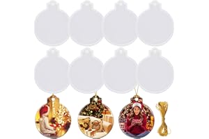 FEBSNOW 4PCS Christmas Ornaments Resin Molds Round Silicone Resin Ornaments Molds with Strings Epoxy Pendant Casting Molds for Resin Resin Molds Silicone for DIY Crafts Making Holiday Xmas Home Decor