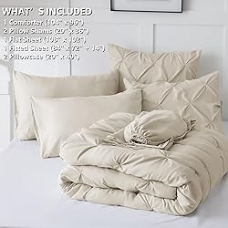 CozyLux California King Comforter Set Oatmeal, 7