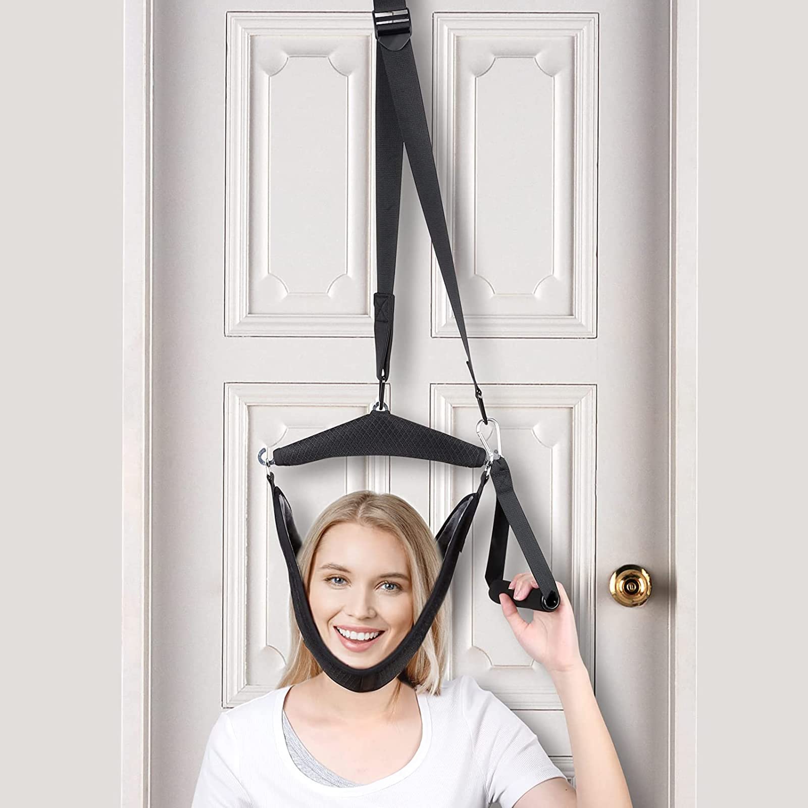 ALLWIN Neck Stretcher Cervical Traction Device, Hammock for Neck Pain Relief Stretcher, Over The Door Cervical Neck Traction Device for Spinal Decompression