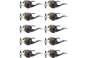 Supstron 10 Pack Entrance Door Handle, Oil Rubbed Bronze Reversible Door Lever Perfect for Interior Door and Closet, Traditional Wave Style Keyed Entry Door Lock - Not Keyed Alike