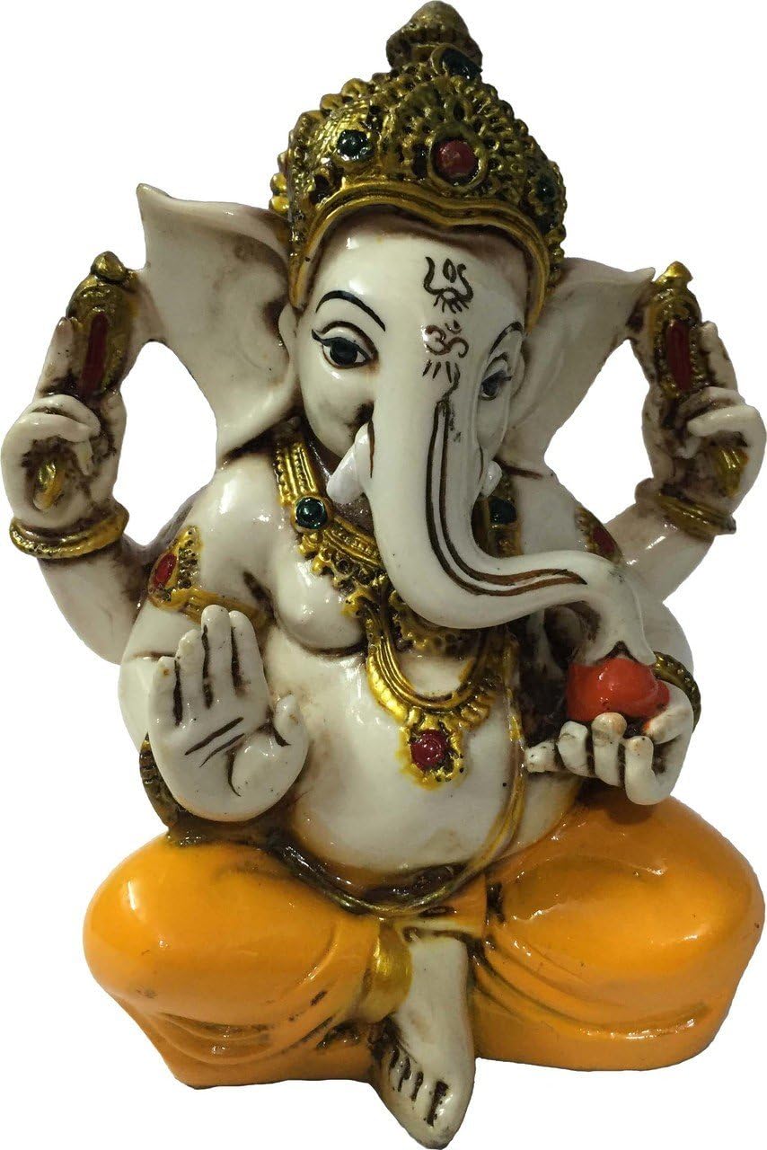 vrinda Colored & Gold Statue of Lord Ganesh Elephant Hindu God.