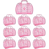 YEXEXINM 10 PCS Jelly Purse Jelly Basket Beach Bags, Reusable Plastic Jelly Beach Bag Beach Tote Gift Basket