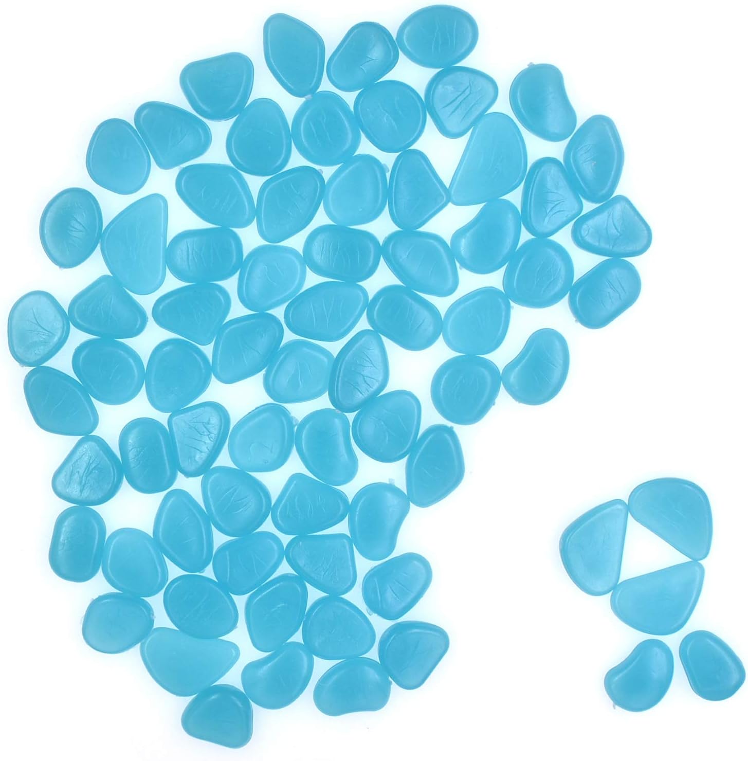 Hardscaping Materials - QTTLLI 100Pcs Glow Pebbles Glow in The Dark Decorative Stones Rocks for Garden Path Walkway Yard Fish Tank, Light Blue