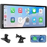 CARPURIDE 10.26 Inch Wireless/Wired Apple CarPlay Android Auto Mirror Link | 1600 * 600 IPS Touch Screen Portable Car Stereo, Bluetooth Audio, Siri, Navigation Car Screen for All Vehicles