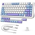 ATTACK SHARK X85 Wireless Gaming Keyboard with Knob Hot Swappable 75% Mechanical Keyboard Bluetooth/2.4GHz/USB-C PBT Keycaps Gasket RGB Coiled Cable Linear White Jade Switch Custom for Win/PC/MAC