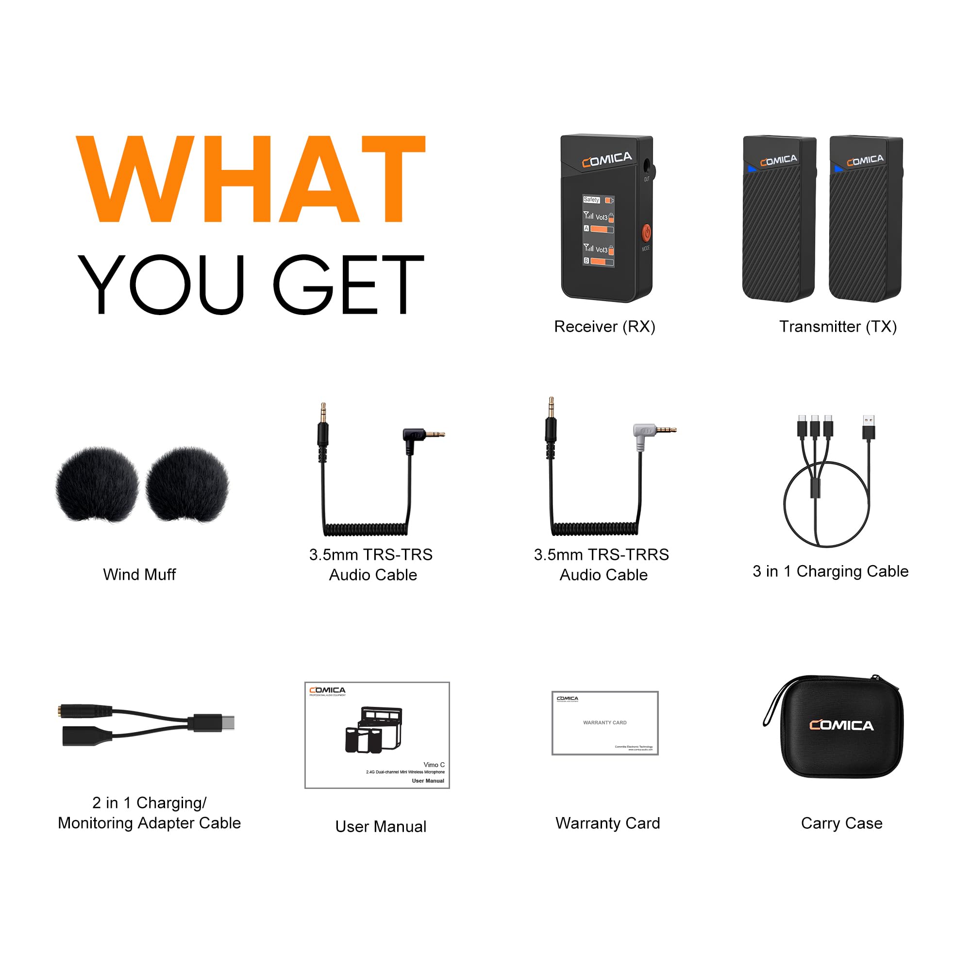 comica Vimo C2 Wireless Lavalier Microphone, 2.4G