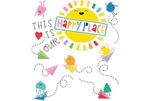 CARSON DELLOSA EDUCATION Carson Dellosa This is Our Happy Place Bulletin Board Set, Rainbow Classroom Decorations with Heart and Paper Airplane Bulletin Board Cutouts for Wall Decor, Colorful Classroom Decor (58 pc)