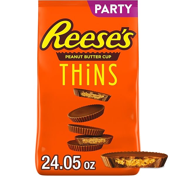 REESE’S THINS MILK CHOCOLATE PEANUT BUTTER CUPS, CANDY PARTY PACK, 24.05 OZ