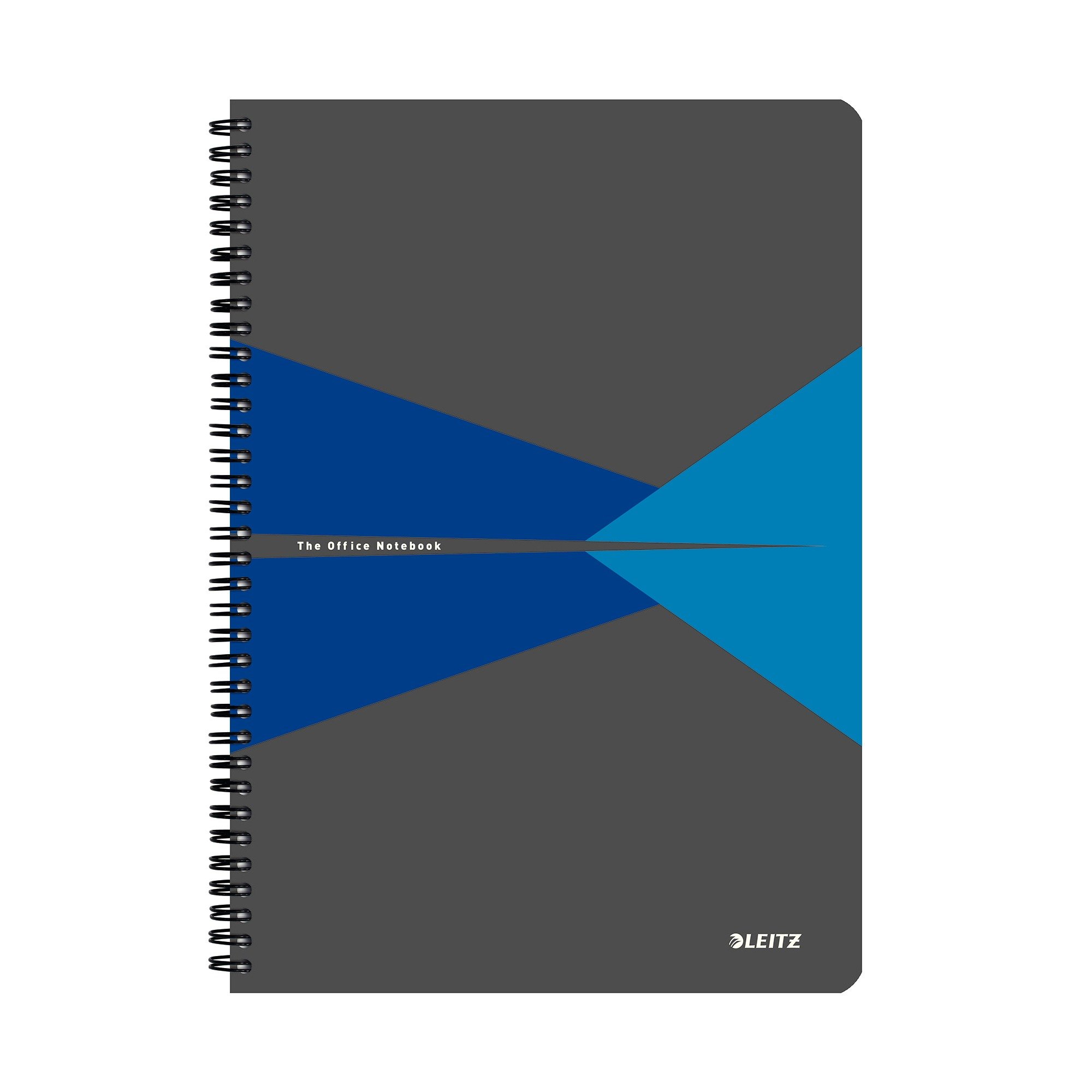 Leitz A4 Stiff Cover Notebook, Blue (90 Sheets, Ruled, 1 Bookmark, 90 gsm Ivory Paper, Office Range)