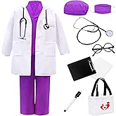 ZZIHAN Doctor Costume for Kids Lab Coat & Scrubs Set with Accessories for Play & Dress-Up Age 3-12