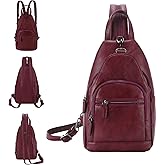 RAVUO Sling Bag for Women, Anti Theft Small Crossbody Backpack Purse Fashion PU Leather Ladies Convertible Daypack