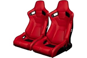 BRAUM RACING BRAUM - Pair of Red Leatherette ELITE-R Series Racing Seats with Black Stitches And Piping (BRR1R-RDBP)