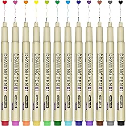 Muchcute 01 Micro Fineliner Drawing Art Pens: 12