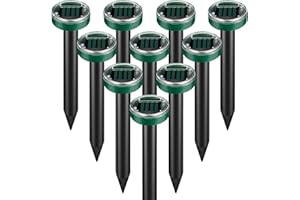 WYEWYE Mole Repellent Solar Powered 10 Pack, Snake Repellent Sonic Mole Deterrent Pest Control Rodent Repeller Chaser Gopher Vole Squirrel Trap, Ultrasonic Repellent Spikes Killer for Lawns, Gardens