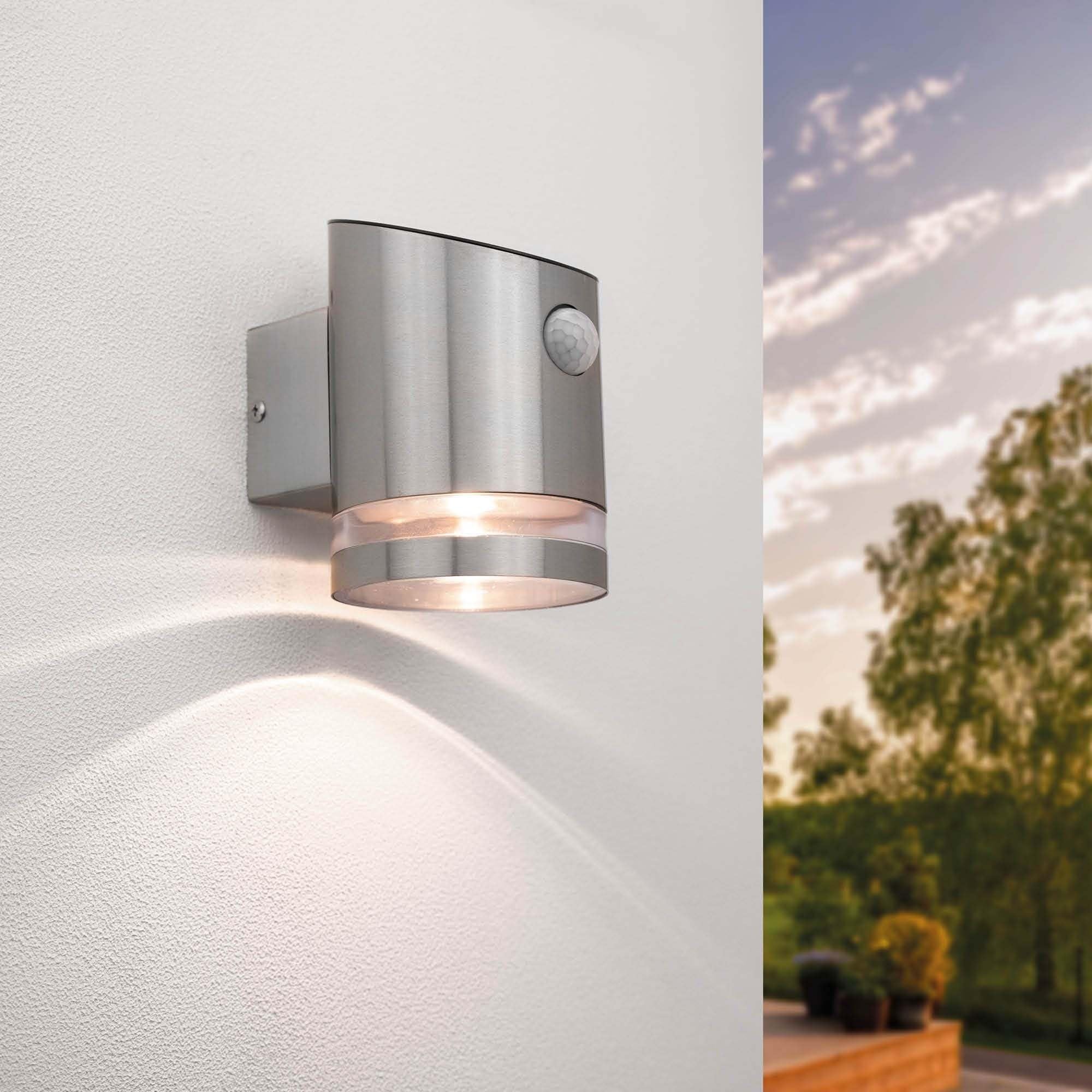 Ledvion Solar Elara, Outdoor LED Wall Light, Grey, Round, RVS With Motion Sensor, For One RVS 3000K Down, IP44 Certified, Dust & Water Resistant, Modern Style, Outdoor Use