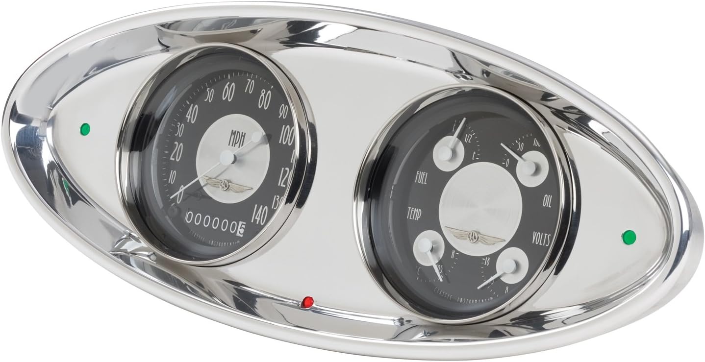 Lokar BDI-9100 3-3/8" 2 Gauge Polished Classic Instrument Dash Insert for Ford