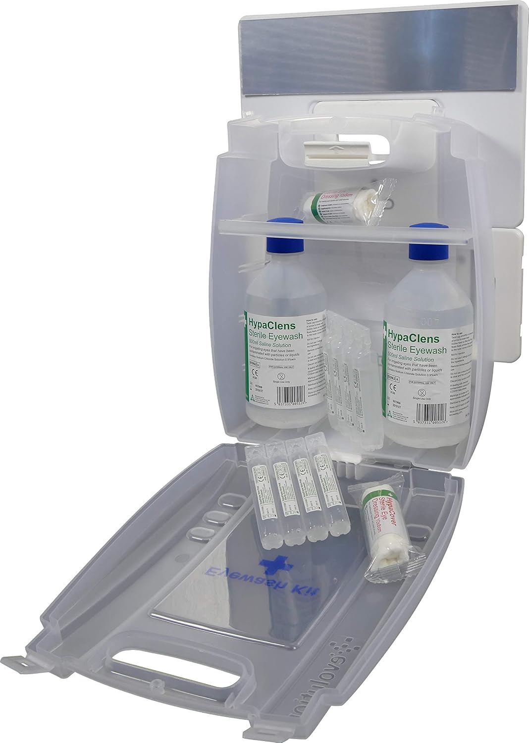 Safety First Aid Group Evolution Plus 2 x 500 ml Sterile Saline Eye Wash Kit with 8 Eyewash Pods and Mirror - Image 3