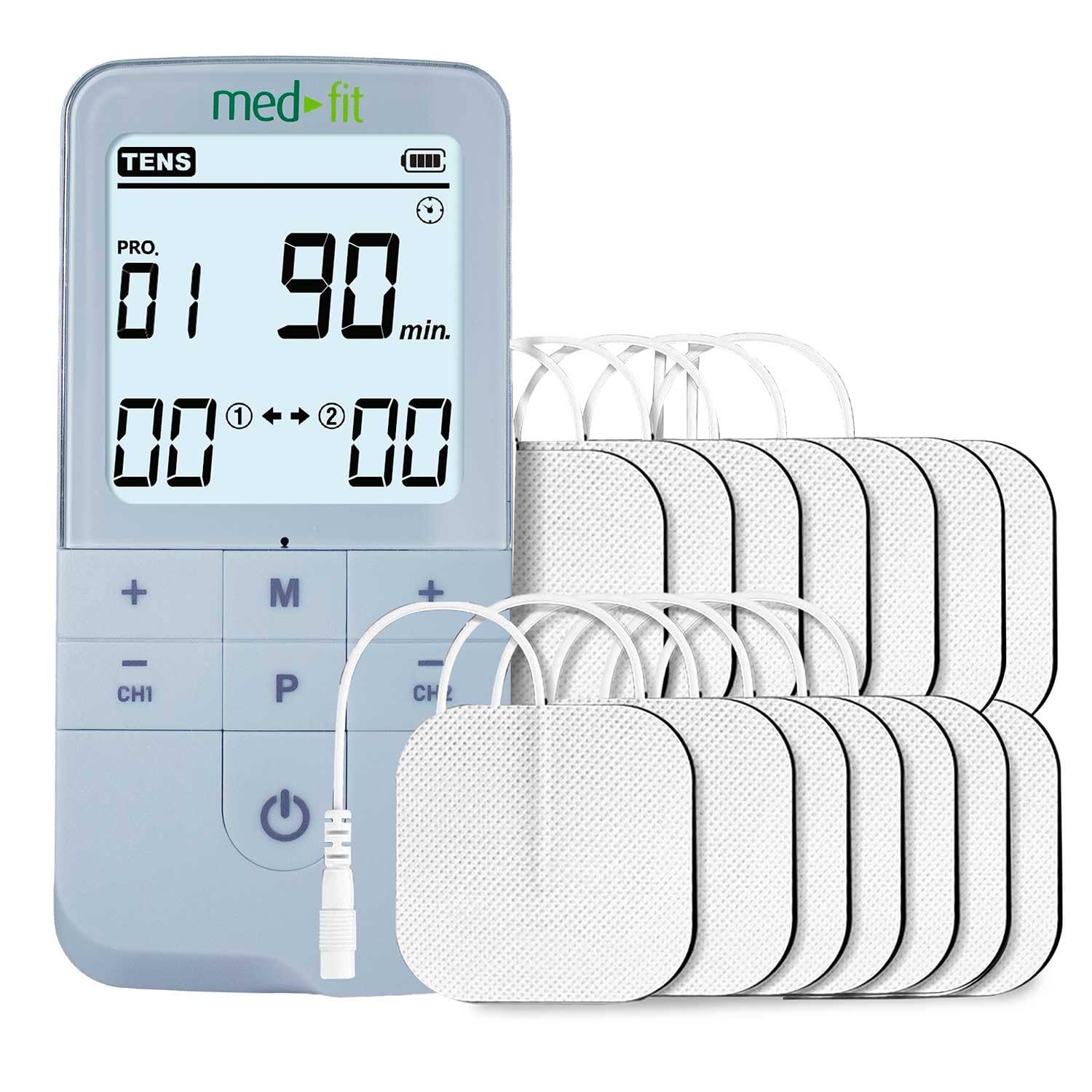 Med-Fit Professional Rechargeable Dual Channel Combined TENS & Muscle Stimulator - for Pain Relief, Muscle Re-Education, Relaxation, and Strengthening - Manual Adjustments & 32 Built-in Programmes