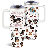 DUUV Dachshunds Gifts for Women, 40 Oz Dachshunds Tumbler for Dog Lovers Mom Sister Friend, Stainless Steel Insulated Wiener Dog Cup with Handle & Straw, Gifts for Christmas Thanksgiving, 1PCS