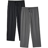DAVID ARCHY Mens Pajama Pants, Men's Pj Sleep Pants Pajama Silky Soft Lightweight Lounge Pants with Pocket 2 Pack