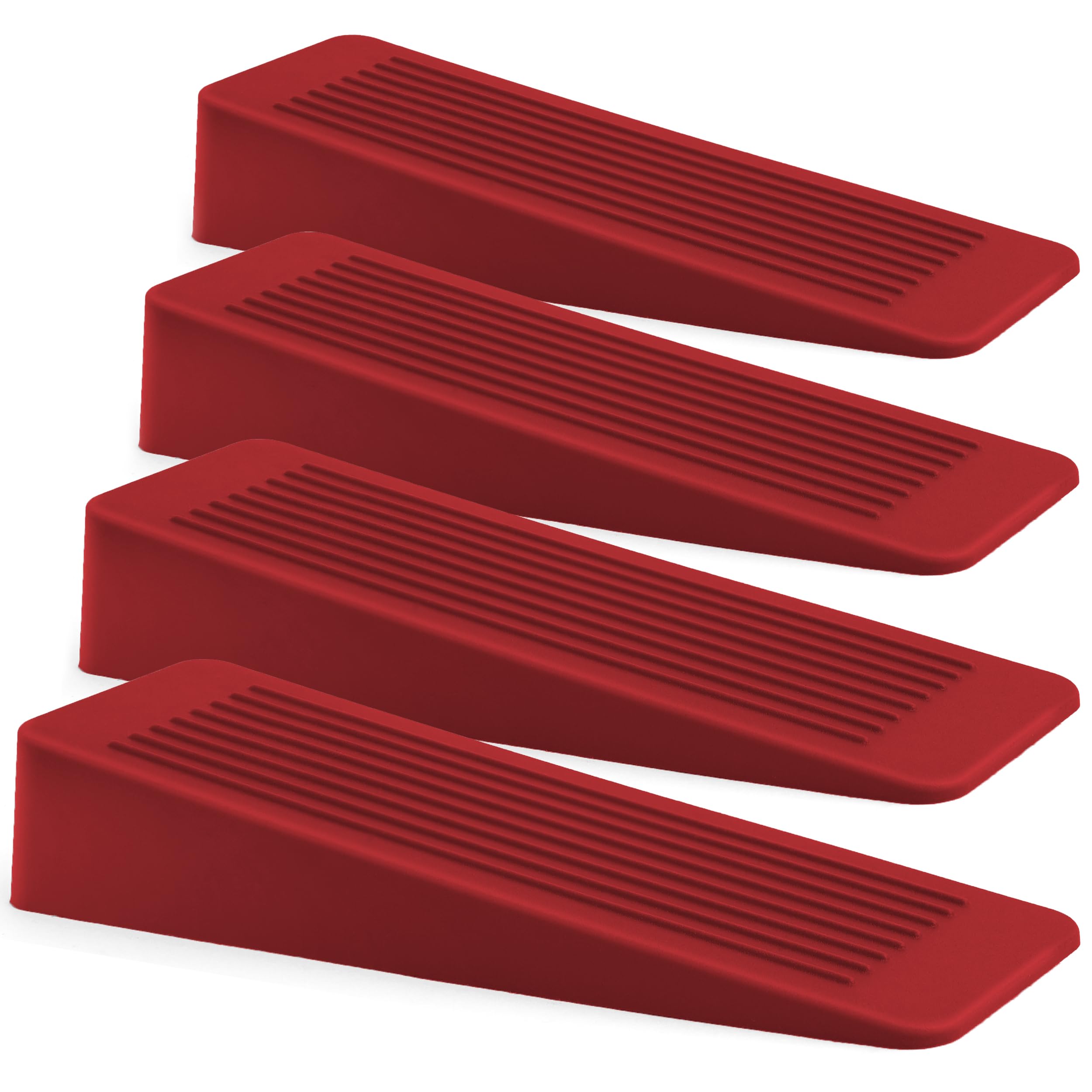 Red Rubber Door Stop 4 Pack, Door Stoppers for Floor, Door Stops Indoors, Door Wedge, Non-Slip Rubber Door Stopper, Door Wedges Indoors, Ideal for All Floor Types