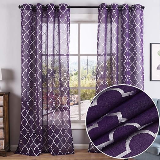 Amazon Com Kotile Purple Sheer Curtains For Girls Room Kids Room
