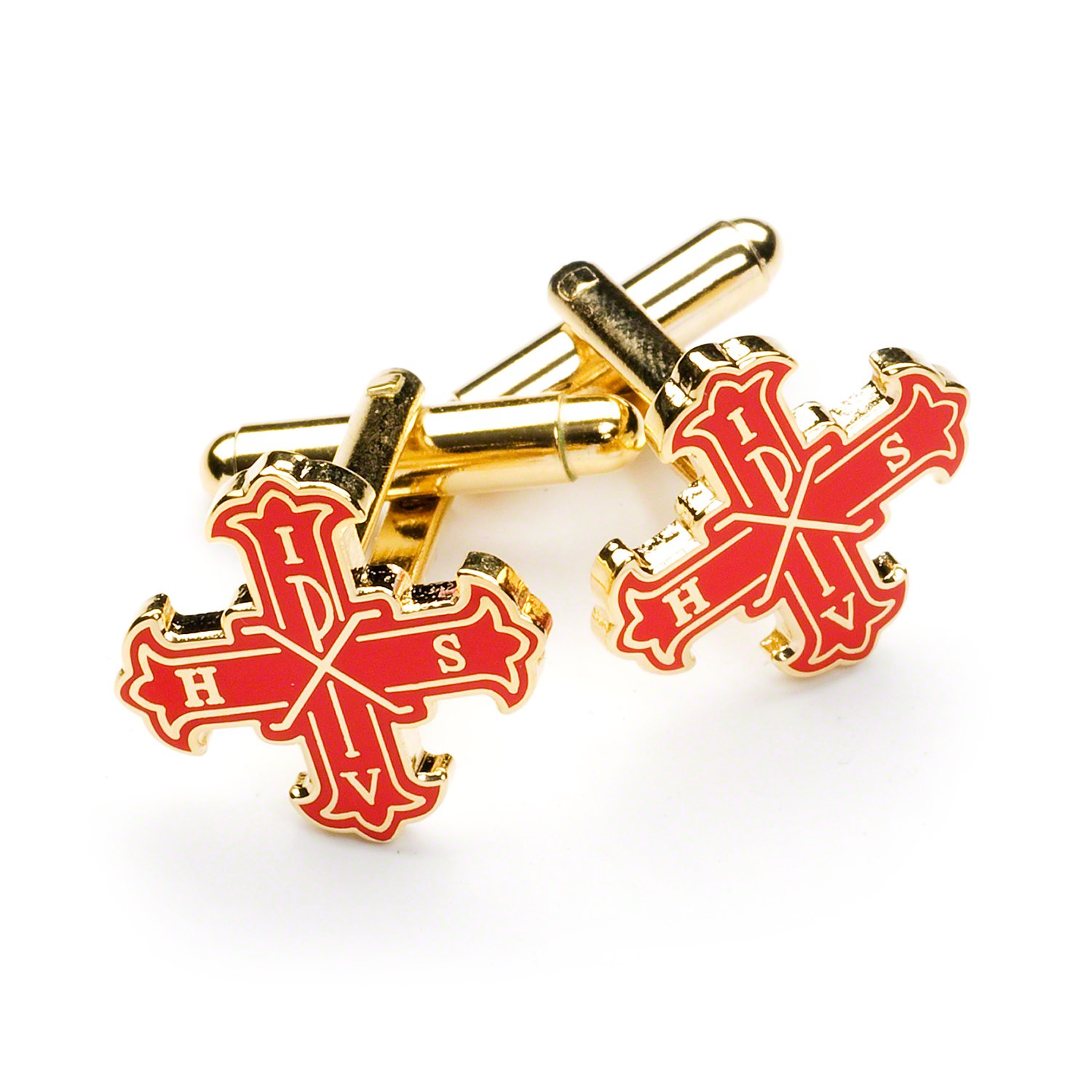 THE MASONIC COLLECTION Gold Plated Red Cross of Constantine Freemasons Cufflinks - Velvet Pouch