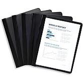 Blue Summit Supplies 25 Black Plastic Report Covers with Prongs, Black 3 Prong Clear Front Report Cover for Presentation, Doc
