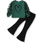 Toddler Girl Clothes Kids Outfits Long Sleeve Ribbed Sweatshirt Bell Bottom Pants Set Fall Winter Clothing for Girls