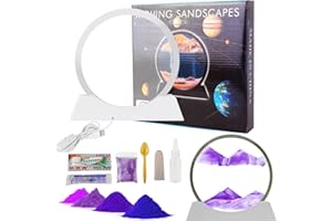 BGFJYUK Moving Sand Art Picture in Motion DIY Kit, Round Glass 3D Deep Sea Sandscapes with Display Flowing Sand Frame for Relaxing Desktop Home Office Work Décor, Making kit for kids adults(Purple,7inch)