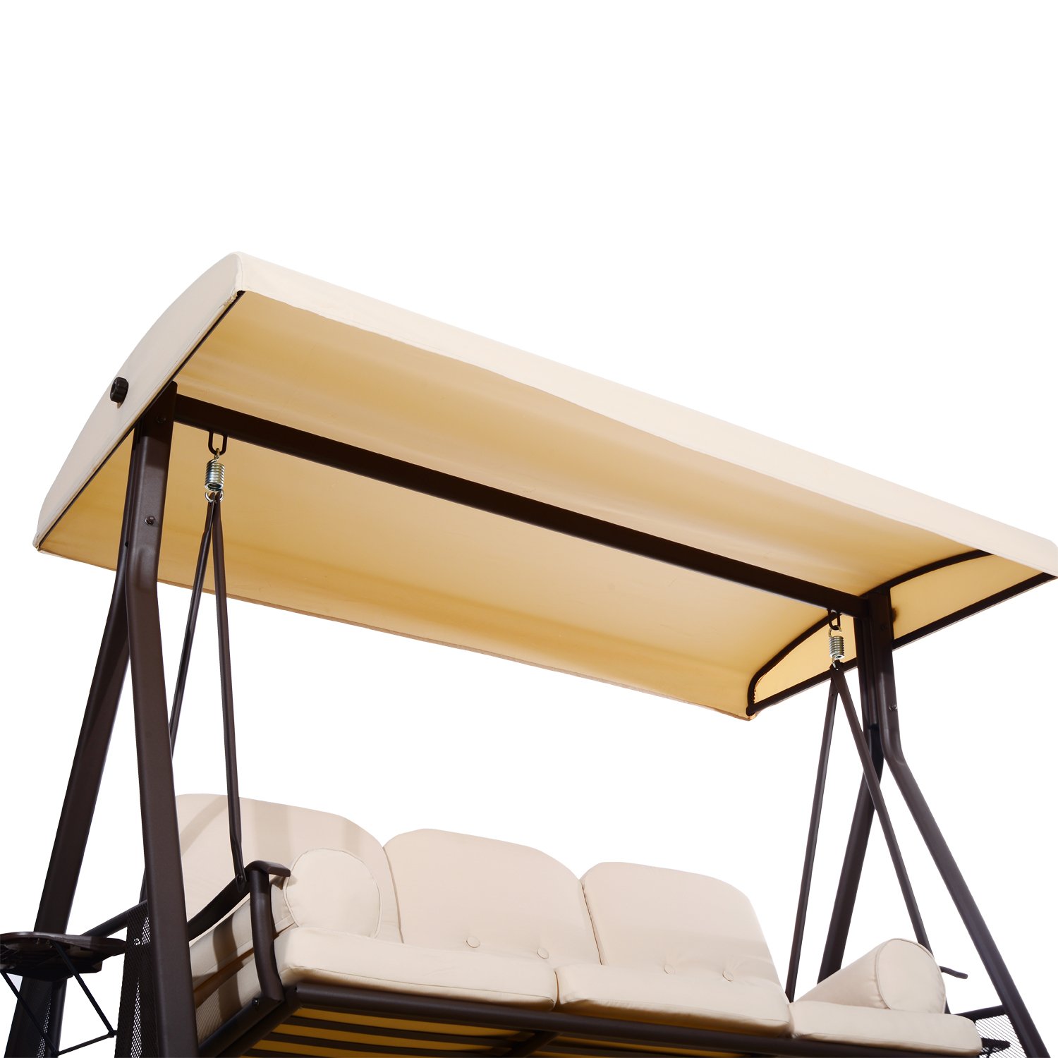 Outsunny 3 Seater Patio Metal Swing Chair Lounge Canopy Seat Outdoor Bench Hammock Garden Furniture Canopy Swings