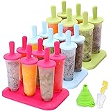 Popsicle Molds 3 Sets Ice Pop Molds Ice Pop Maker with Funnel and Brush, 3 Colors