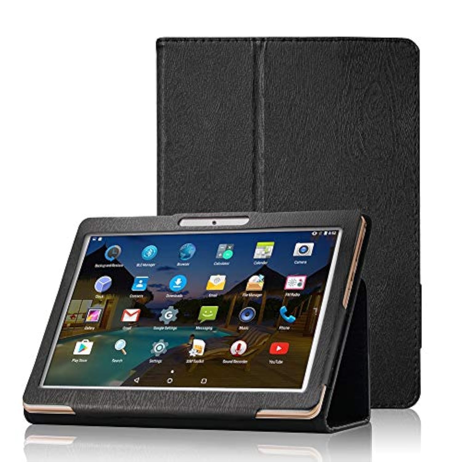 AKNICI 10.1 Inch Tablet Folio Case Cover Compatible with Dragon Touch K10/M8 M10 Q10 Q10+ K5 K6 S10/MAIJEEP/Qimaoo K4 K6 Q10/TYD-107/TYD-108/HANWEIER/TAOERA/Huashetrade/SZWEIL/K107, Black