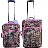 EXPLORER Mossy Oak Tactical Hunting Camo Heavy Duty Duffel Bag Luggage Travel Gear for Huniting Outdoor Police Security Every Day Use (Pink Mossy Oak 2 pcs Luggage)
