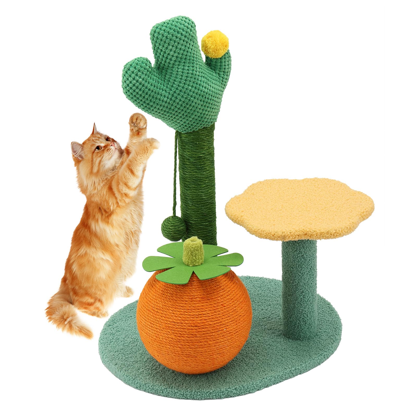 Photo 1 of BUMUBI Sisal Scratching Post for Cat Kitten Small Cat Scratcher with Sugar Ball?Interactive Toy,Hanging Ball,Wooden 2 Level Track