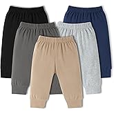 DREAM BUS 5 Pack Baby Boys Pants Toddler Pull on Sweatpants Infant Cotton Joggers Unisex Baby Leggings for Newborn-24M