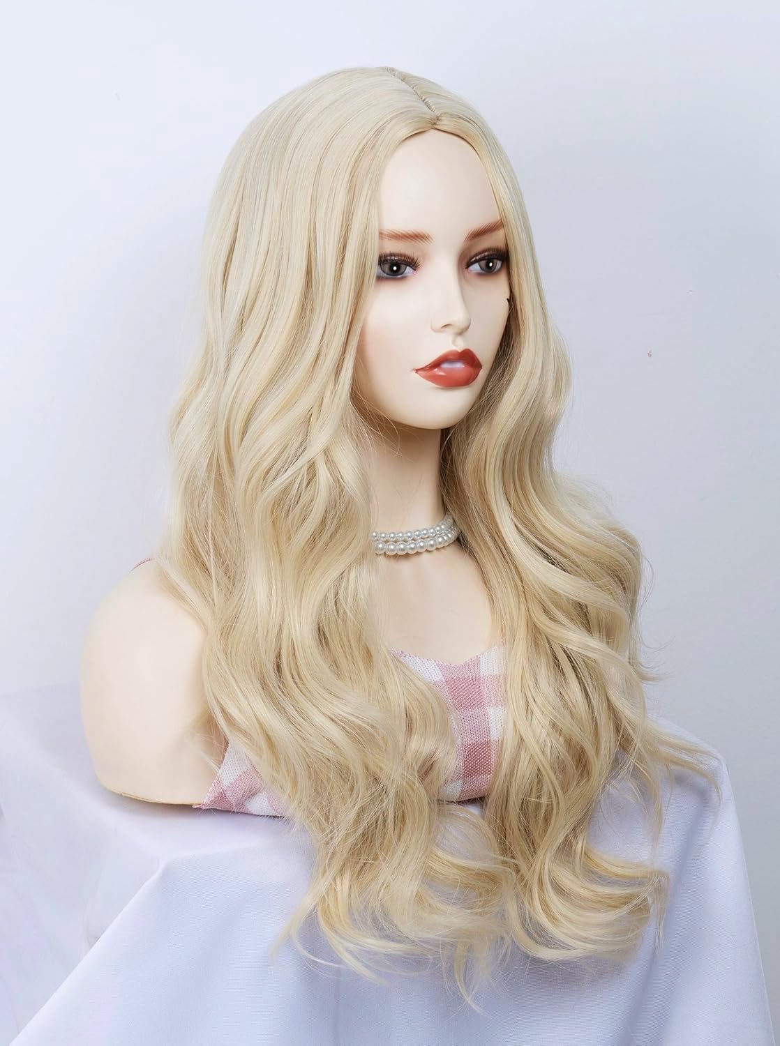 PORSMEER Long Blonde Wavy Synthetic Hair Wigs for Women Girls Anime Fancy Dress Costume Halloween Party Cosplay Wig 27 inch Long Replacement Full Wig with Middle Part — image 1