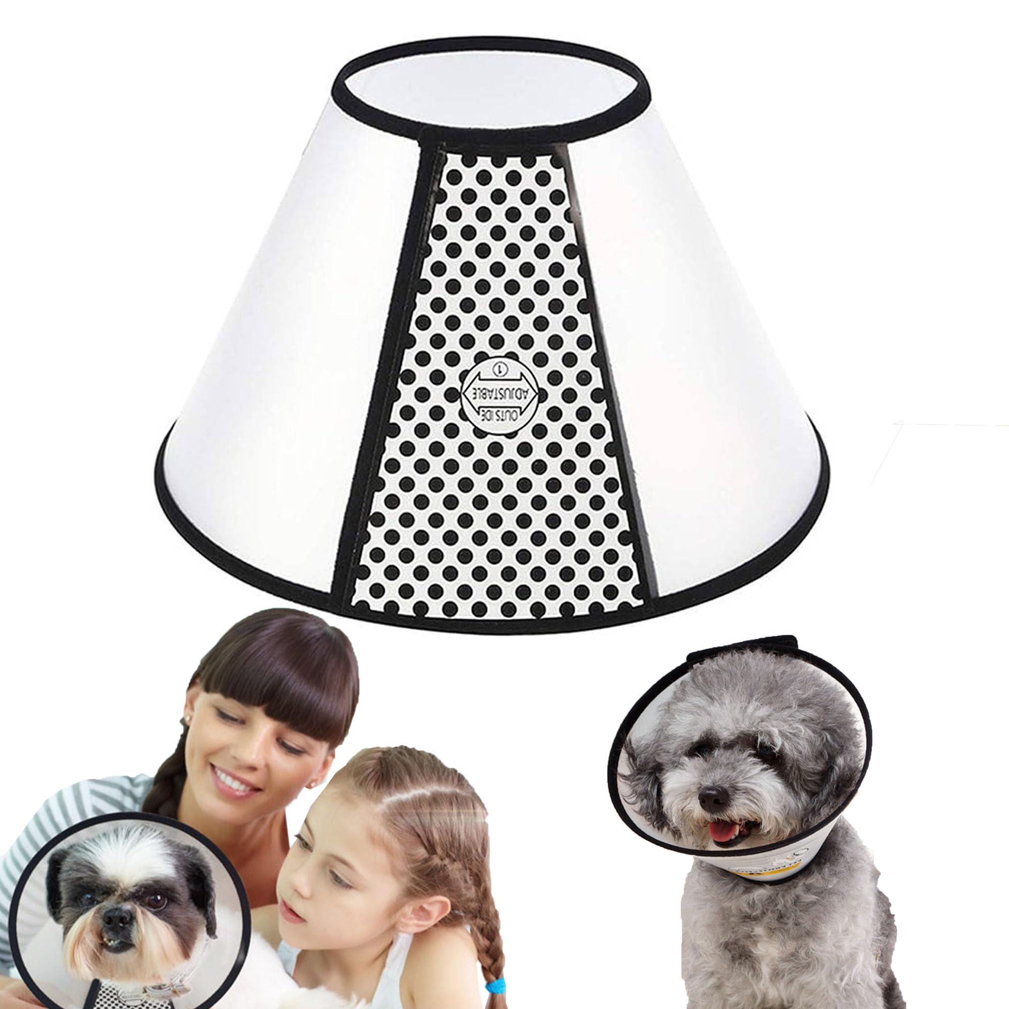 WYFCR Pet Cone Recovery, Large Dog Adjustable Elizabeth Recovery Protective Collar, Anti-Bite Lick Safety Neck Cover, for after Surgery Wound Healing, Trimming Nails, （Neck circumference 21-25cm）