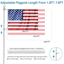 REERON 7 FT Flag Pole Kit for House, w/2-Position