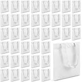 Amylove 24 Pcs Mini Tote Bag Sublimation Blank Canvas Tote Bags Reusable Grocery Luggage DIY Sack Goody for Party Even (8.5 x 8 Inch,White)