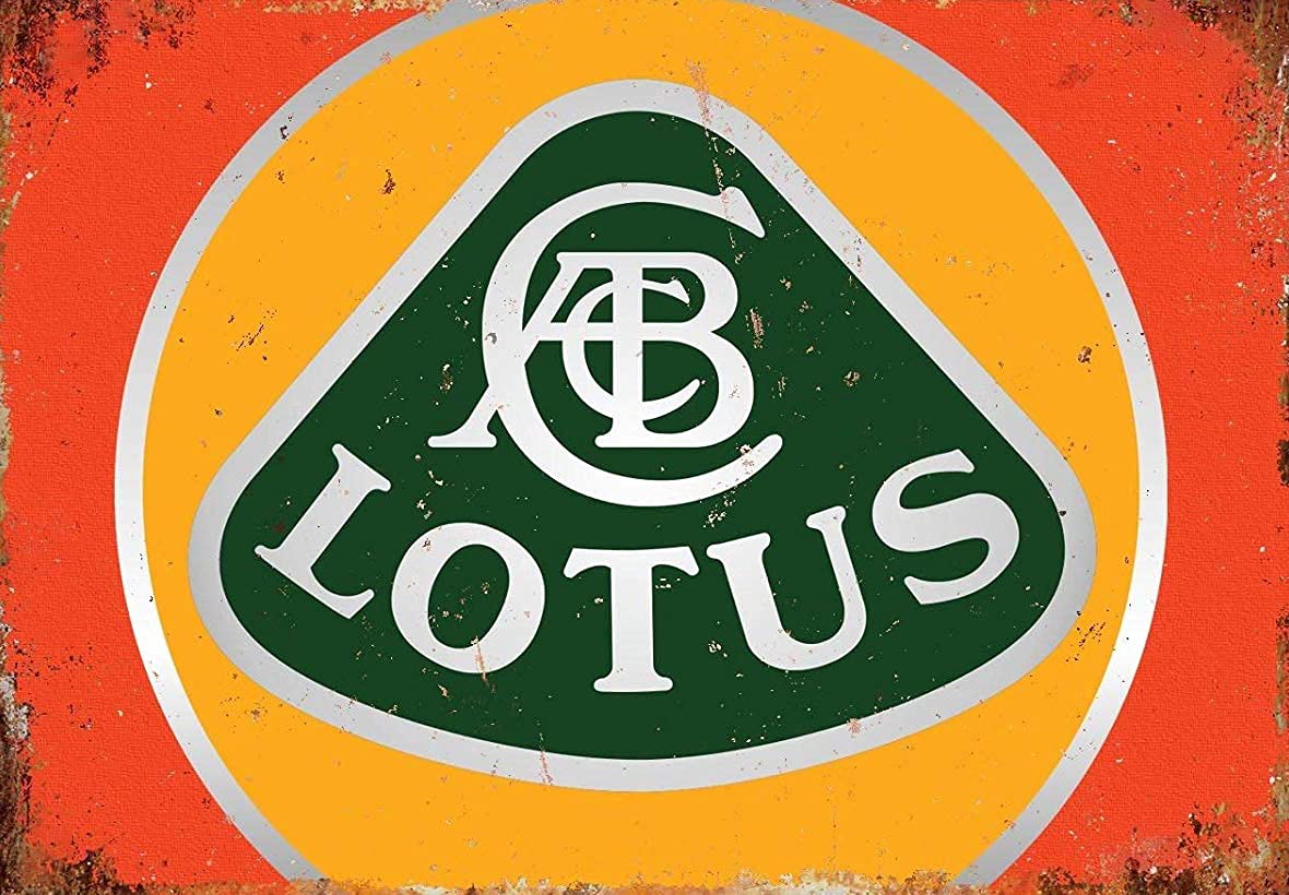 Lotus Car Vintage Tin Sign - Metal Decor - 8x12 Inches