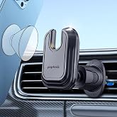 pop-tech Car Vent Phone Mount for Thick Socket Grip, Air Vent Clip Phone Holder Compatible with Magsafe Wallet Black &amp; iPhone Samsung Card Holder, Cellphone Stand with Sticky Adhesive