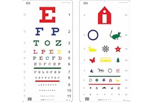KASHSURG PROFESSIONAL MEDICAL PRODUCTS Traditional Snellen Color & Kindergarten Color Distance Vision Eye Chart 20 Feet 22 x 11 Inch